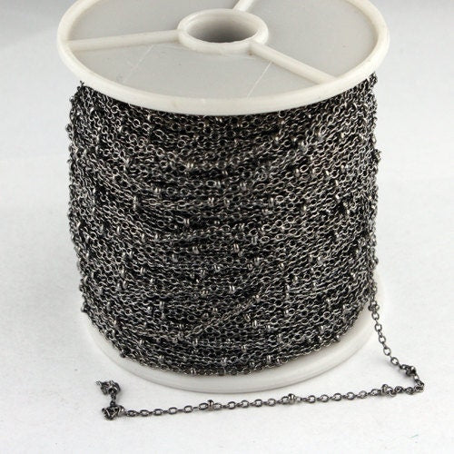 300 ft spool of Gunmetal Finished over brass Tiny Cable BALL Chain - 2.0x1.4mm SOLDERED link - 2014SAT