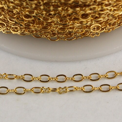 32 ft spool of Gold Plated SOLDERED Tiny Figure 8 Connector Chain - 3.0x1.9mm links - 8SMALL
