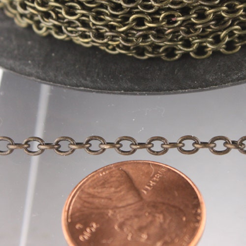 100 feet spool of Antique Brass Finished Round Solder Cable Chain -3.2x2.8mm SOLDERED Link - 3430S