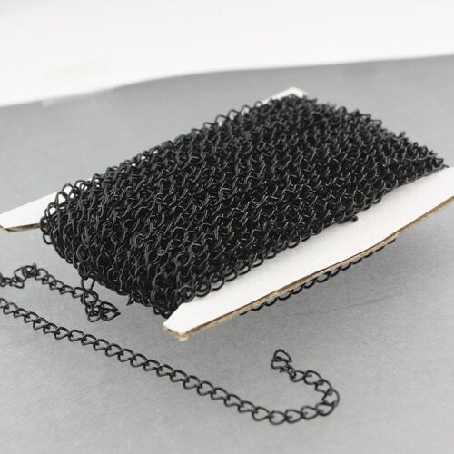 10 ft Black SOLDER Curb Chain EXTENDER Chain - 4x3mm Soldered Link