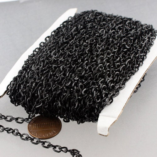 New Sale Price 50 ft of Black Finished Twist Hammered Fashion Curb Chain - 5.2x3.8mm 22G Unsordered Link - Ship from California USA