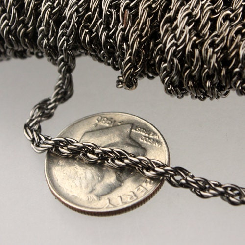 NEW new 100 ft of Gunmetal Finished Fashion Rope Chain - 3.9x3.0mm Link - Chain Thickness 2.7mm