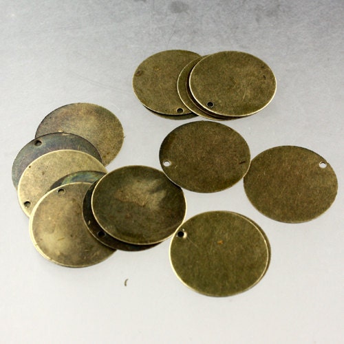 50 pcs of Antique Brass Finished Coin drop dangle - 21mm