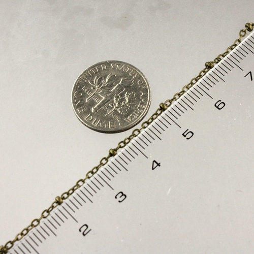 NEW New 32 ft spool of Antique Brass Finished over brass Flat Tiny Satellite BALL Chain - 2.4x1.7mm SOLDERED link - 2417SAT
