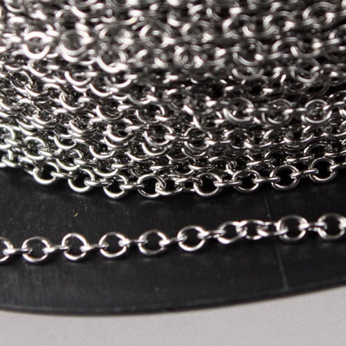 Stainless Steel chain bulk, 100 ft of Surgical Stainless Steel Small Soldered Sturdy cable chain - 1.95mm SOLDERED Link