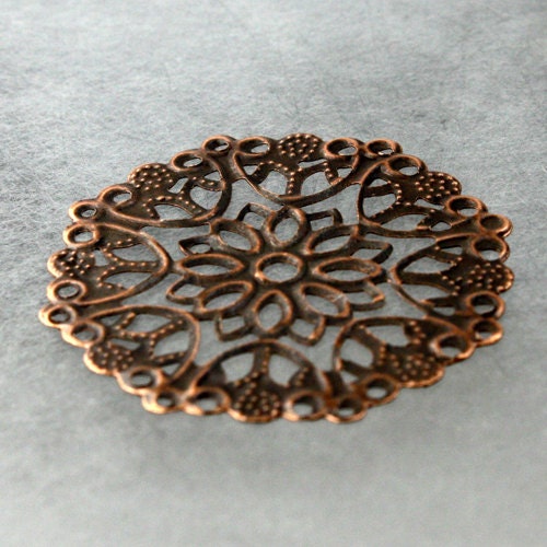 10 pcs of Antiqued Copper filigree drop 35mm