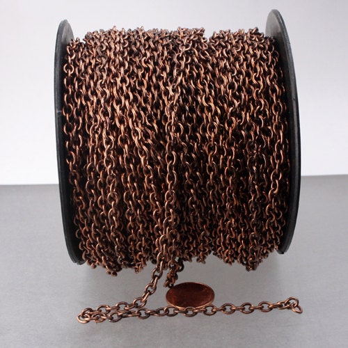 32 feet Antique Copper Chain of Big Heavy Chunky Chain Necklace Bracelet Chain Cable chain - 6.0x4.5 1.2mm unsoldered links bulk chain