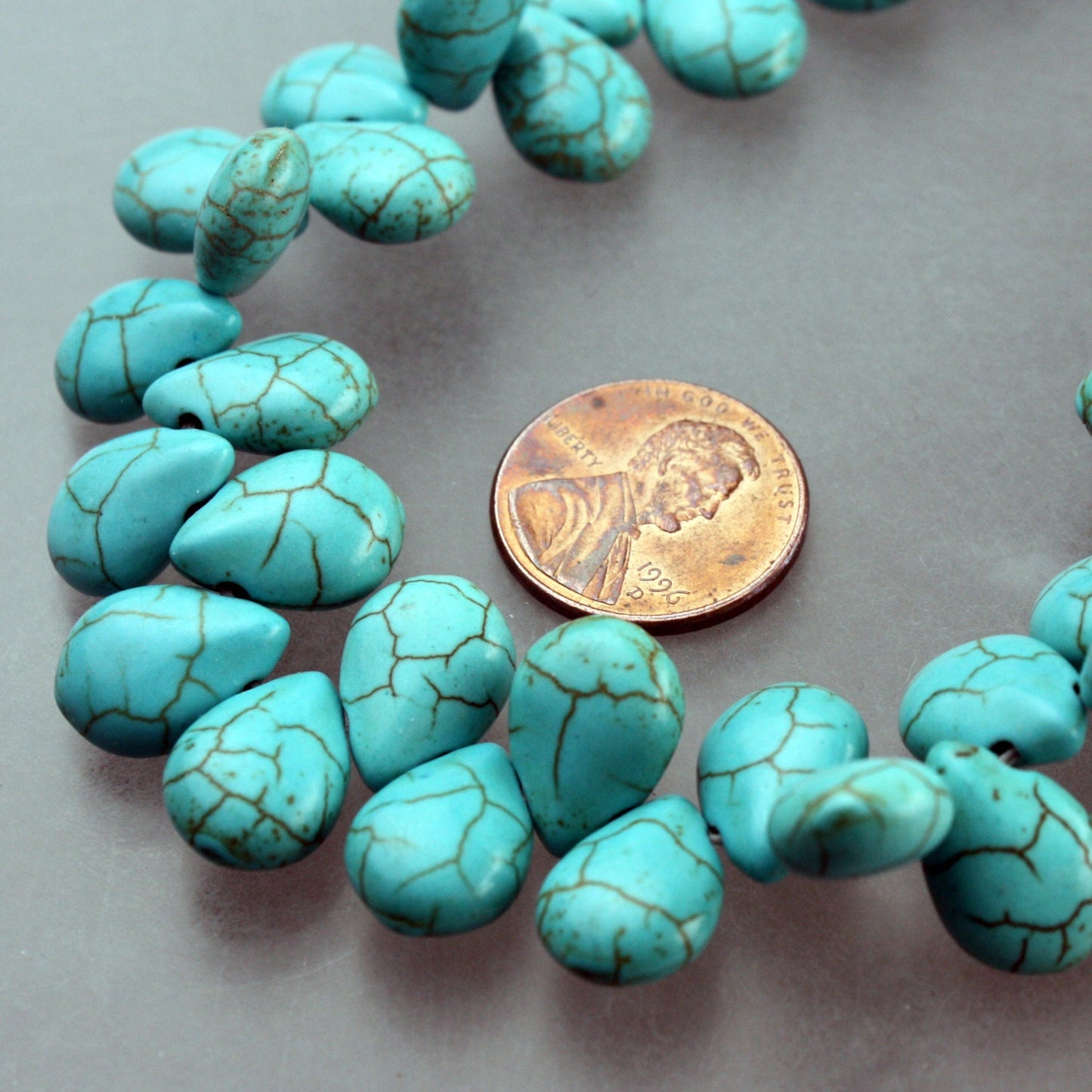 74pcs Howlite Turquoise BLUE Teardrop Briolette Drop Beads - 10x14mm