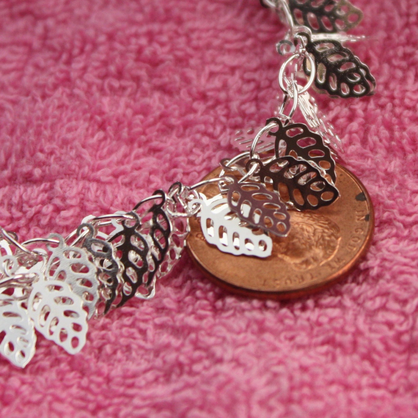 NEW New 12 inch of Custom Sterling Silver Plated leaf Chain -5x10mm Disc