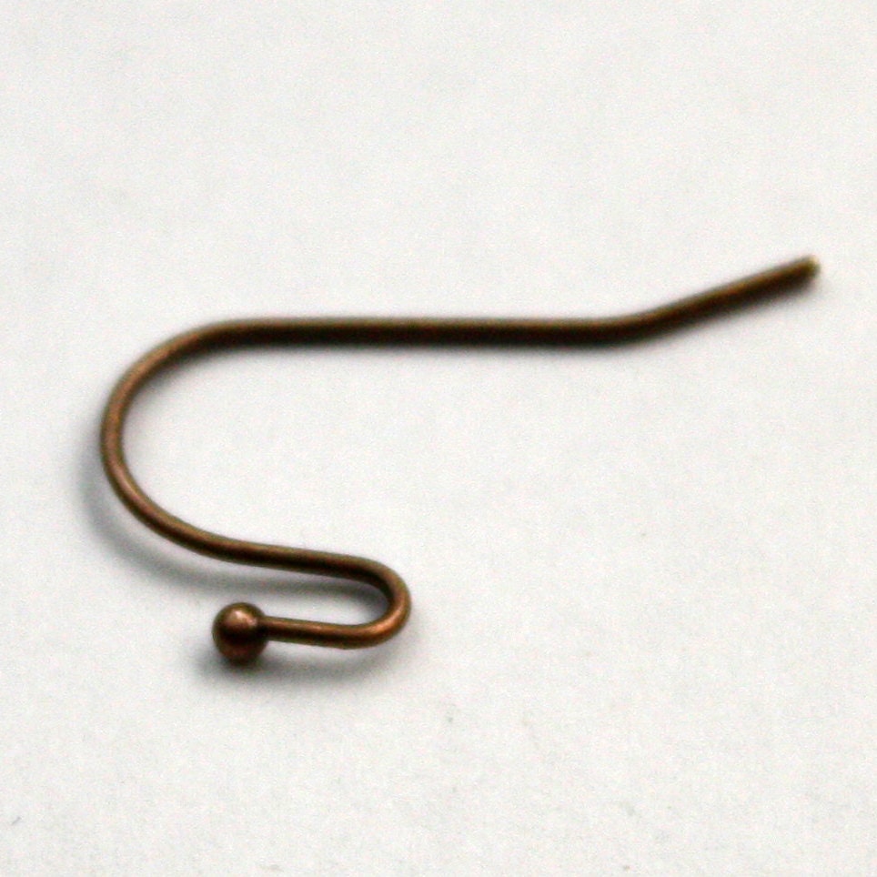 50(25pr) Ball End Earring Ear Wire - Antique Copper Plated on Solid Brass Ear Wires, French hook style, ball end - ERBall