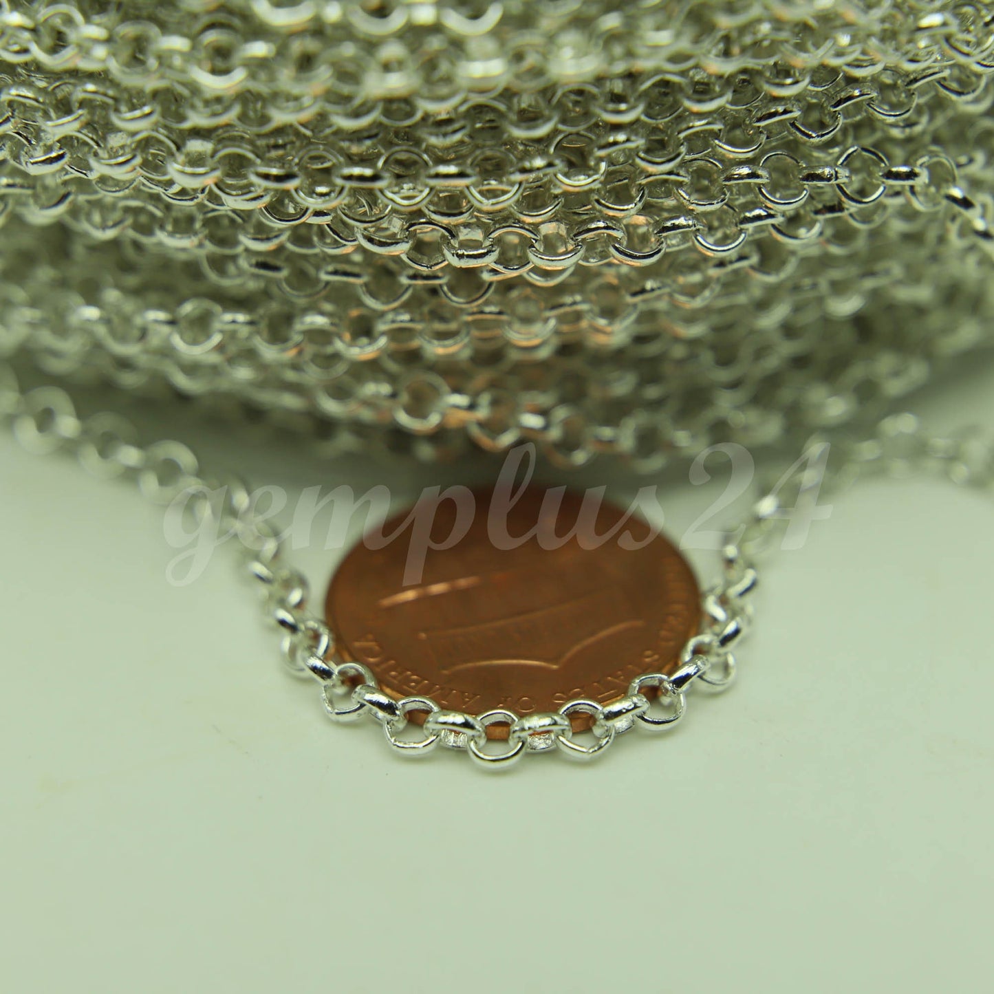 ATC Anti-Tarnishing Coating Bright Copper Plated ROLO Chain bulk, 3/10/32/50 Feet of SOLDERED Rolo Chain - 3.1mm Links - ATC3.1BL