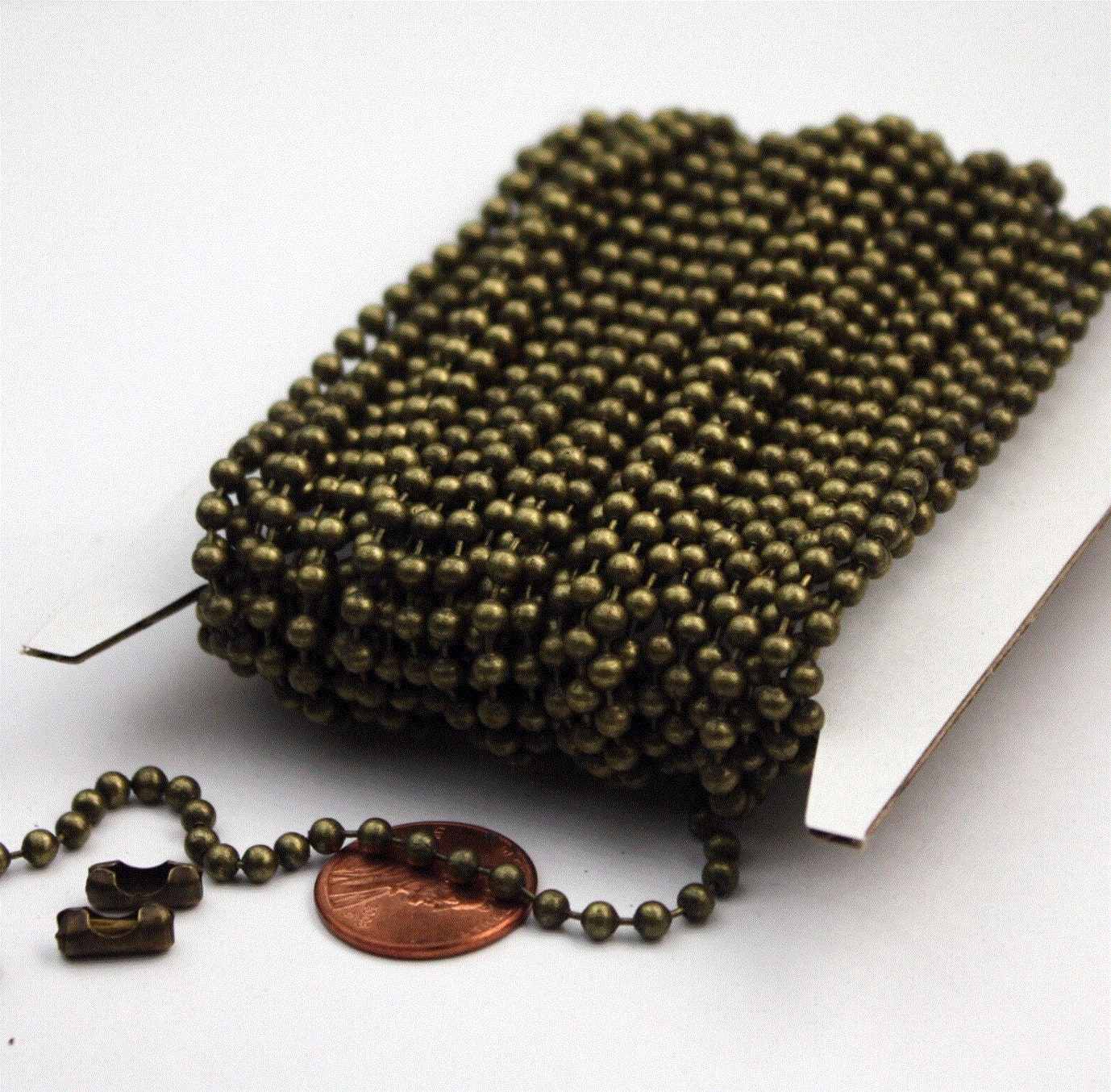 Sample 3 feet Antique Brass/Copper/Rhodium/Gunmetal/Champagne Gold/Black Big Chunky Ball chain - 3.2mm - with 5 Pcs FREE Connector