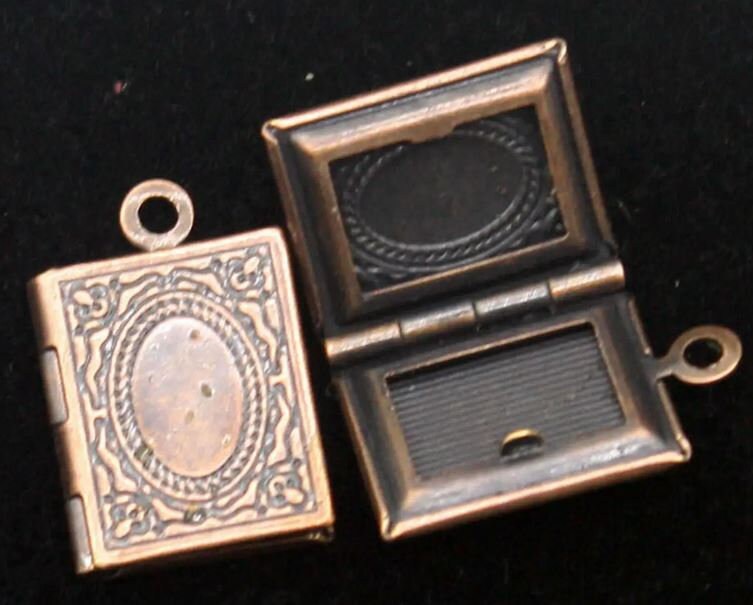Book Locket Pendant Charm - 20x27mm 4.3mm thickness - Brass Locket Pendant Charm - Ship from California USA