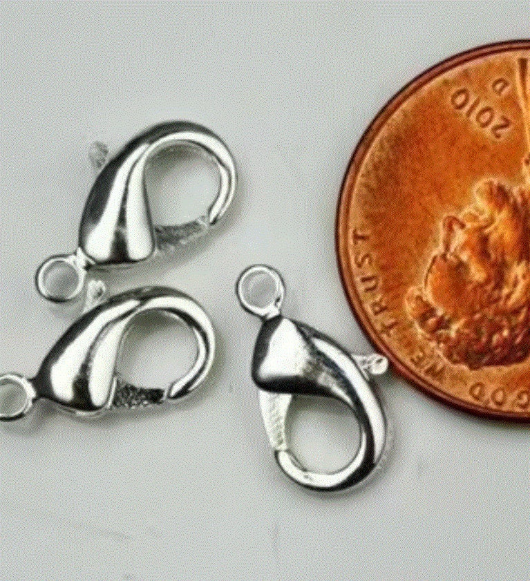 12mm Brass Lobster Claw Clasp - Antique Brass/Copper/Rhodim/Gunmetal/Silver/Gold/Black Plated on Brass - LOB12-B
