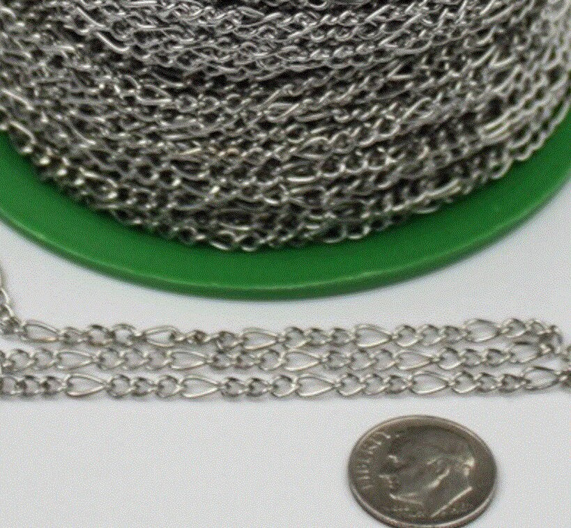 Figaro Chain bulk, 3/12/32/50/100ft- 7x3mm 20G Unsoldered - Antique Copper/Brass/Rhodium/Gunmetal/Black Plated - Necklace Bracelet - 7x3FIG