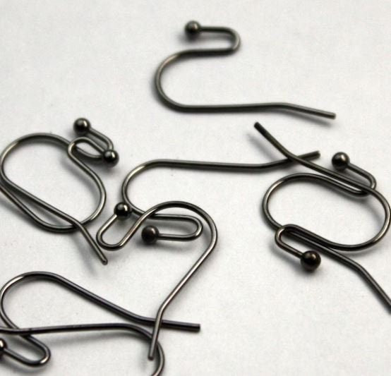 Ball End Earring Ear Wire - Antique Brass/Copper/Rhodium/Gunmetal/Silver Plated on Solid Brass Ear Wires, French hook style, ball end - ER01