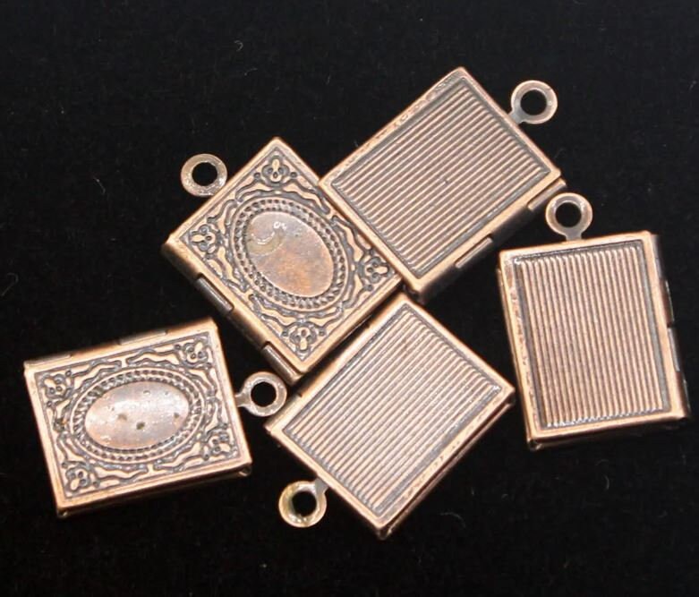 Book Locket Pendant Charm - 20x27mm 4.3mm thickness - Brass Locket Pendant Charm - Ship from California USA
