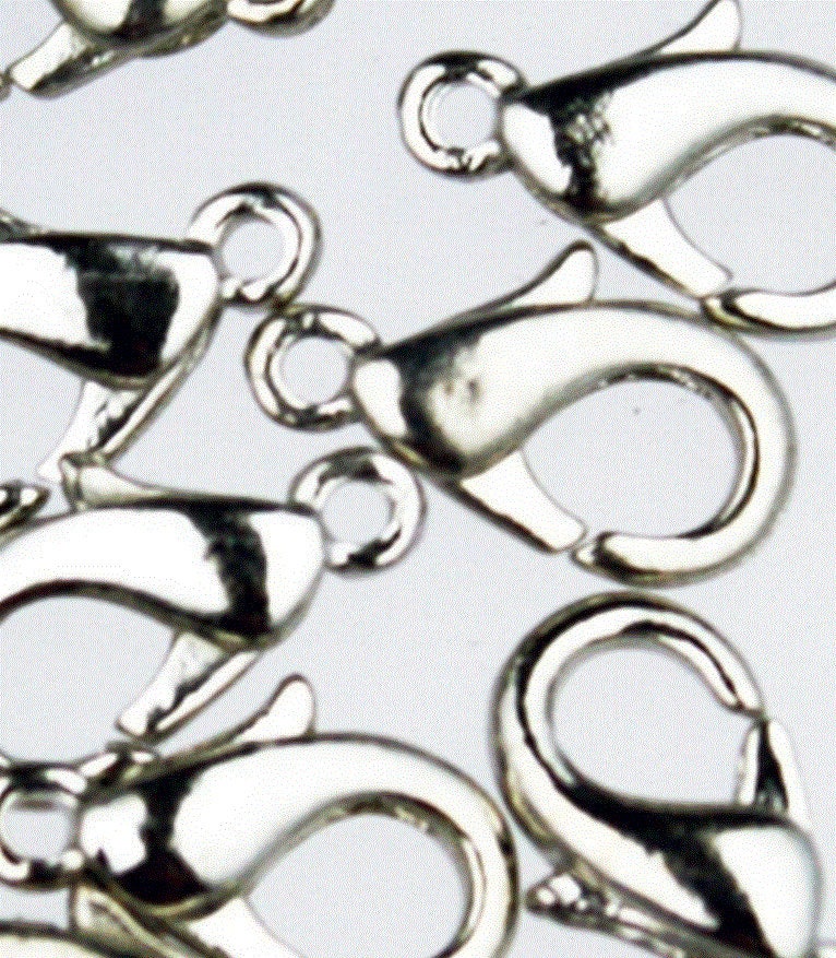 12mm Brass Lobster Claw Clasp - Antique Brass/Copper/Rhodim/Gunmetal/Silver/Gold/Black Plated on Brass - LOB12-B
