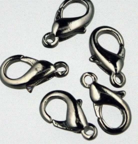 12mm Brass Lobster Claw Clasp - Antique Brass/Copper/Rhodim/Gunmetal/Silver/Gold/Black Plated on Brass - LOB12-B