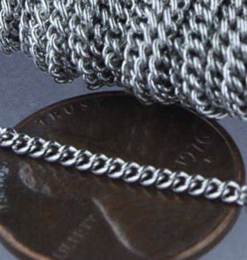 10/32/50/100/300 Feet with FREE Jumpring (100 pcs) of Curb Chain - Micro Dainty Tiny Small Curb Chain - 1.6mm Soldered Link - 1.45S