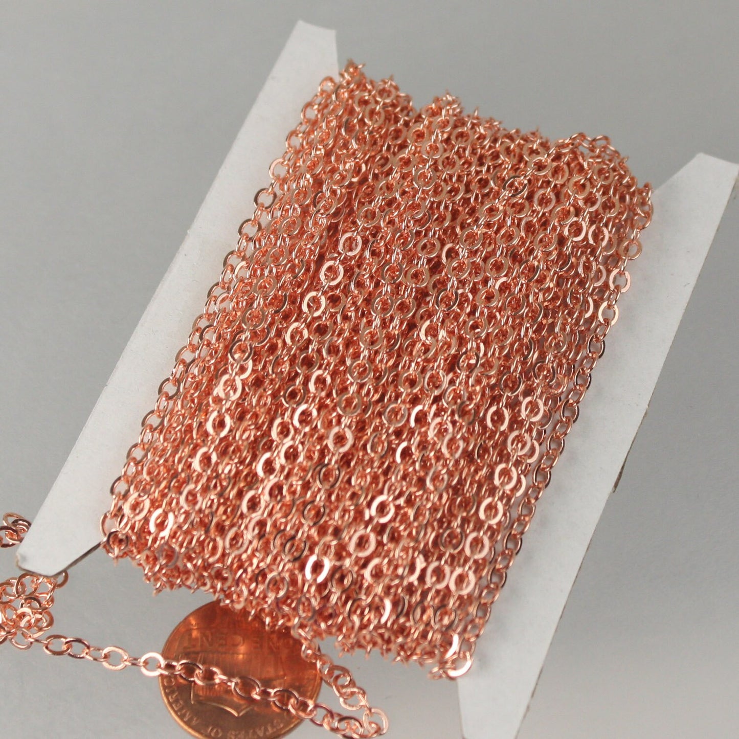 300 ft spool of Bright Copper Flat Soldered Cable Chain 3.4x2.9mm 3429F-BC