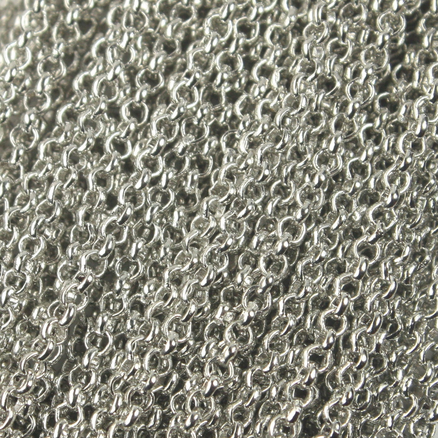 Rhodium Plated Rolo Chain Bulk, 10 ft of Antique Silver SOLDERED Rolo Chain - 2.0mm 2mm Soldered - Necklace Wholesale Bulk - 2.0BL