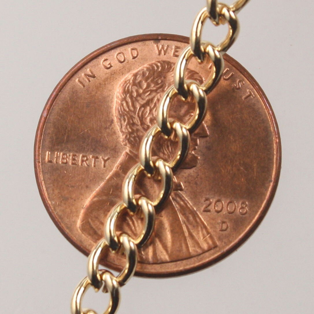 32 feet Champagne Gold Plated Curb Chain / Pinky Gold Plated Curb BIG Chunky Sturdy Curb Chain - 3.6mm width 1.0mm Wire - 36CURB