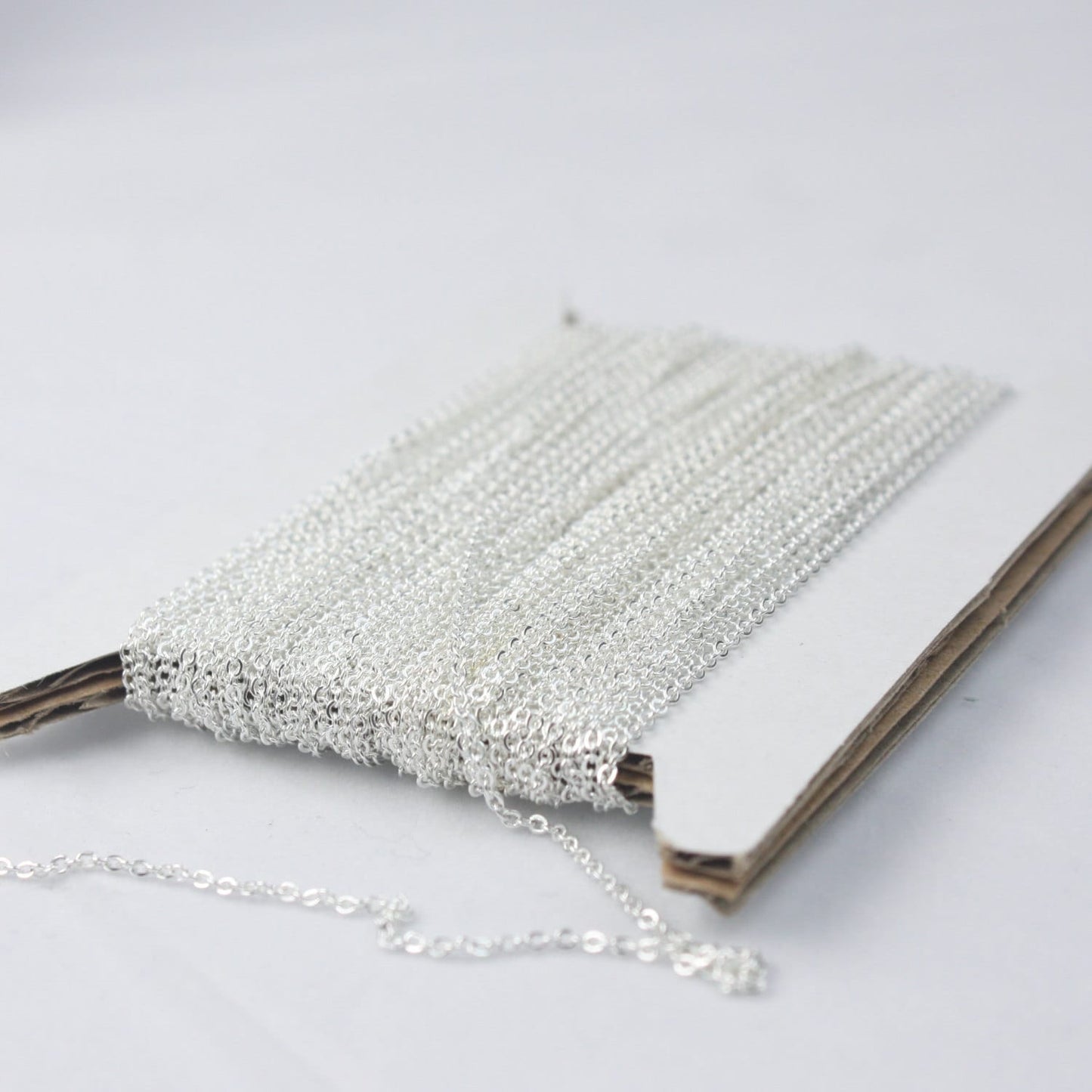 Sterling Silver Plated Bulk Chain, 100 ft of Tiny Flat Soldered Wholesale Cable Chain -2mm 2x1.4mm -Free Adequate Jumpring 200pcs - 214F