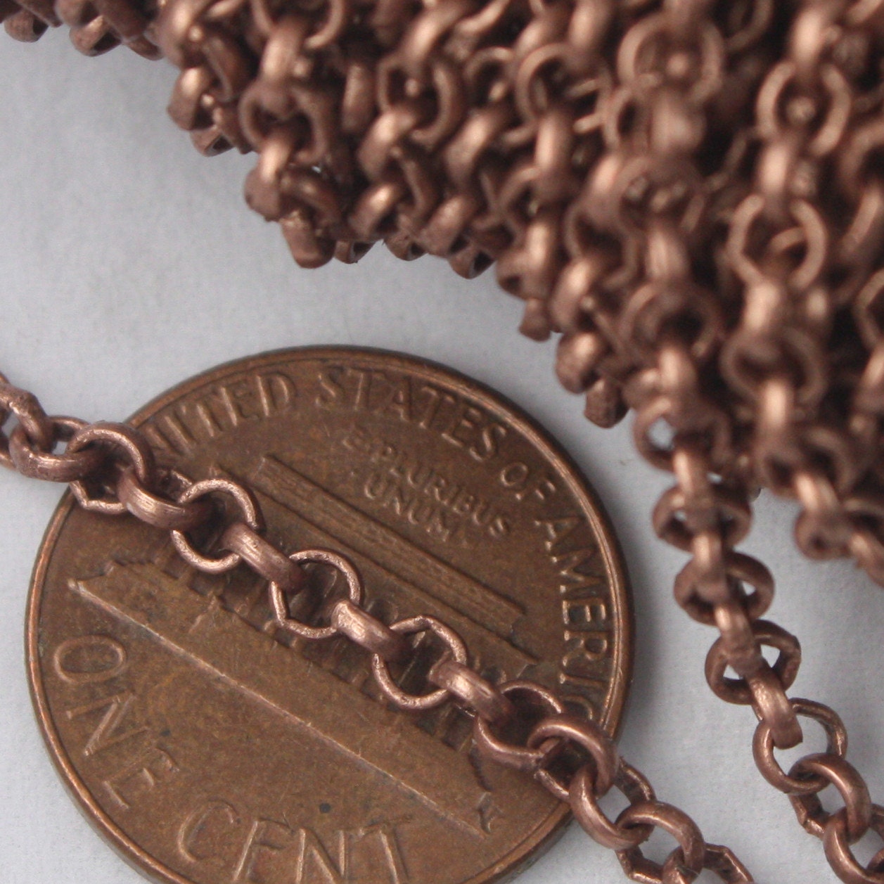 Antique Copper Rolo Chain bulk Chain, 32 ft of Antique Copper SOLDERED Rolo Chain - 3.1mm Soldered Links - 3.1BL