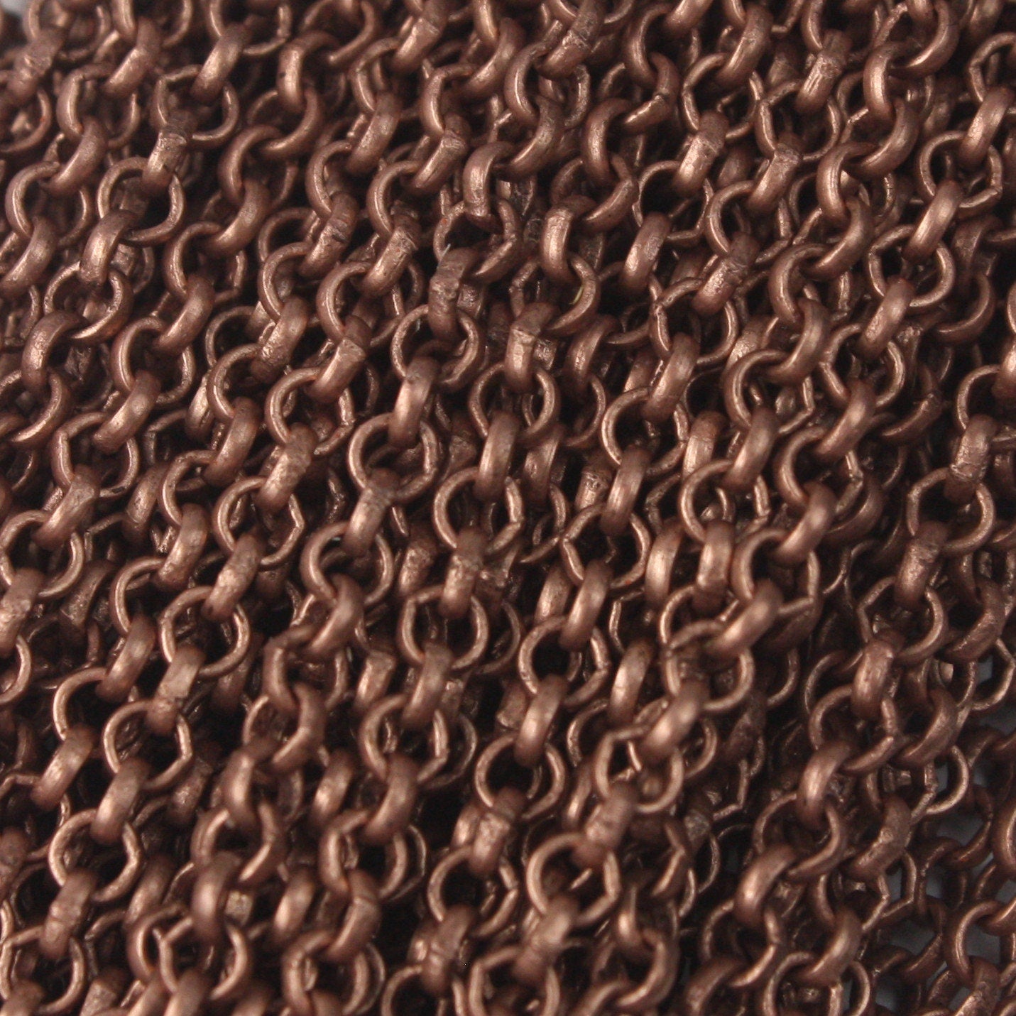 Antique Copper Rolo Chain bulk Chain, 32 ft of Antique Copper SOLDERED Rolo Chain - 3.1mm Soldered Links - 3.1BL