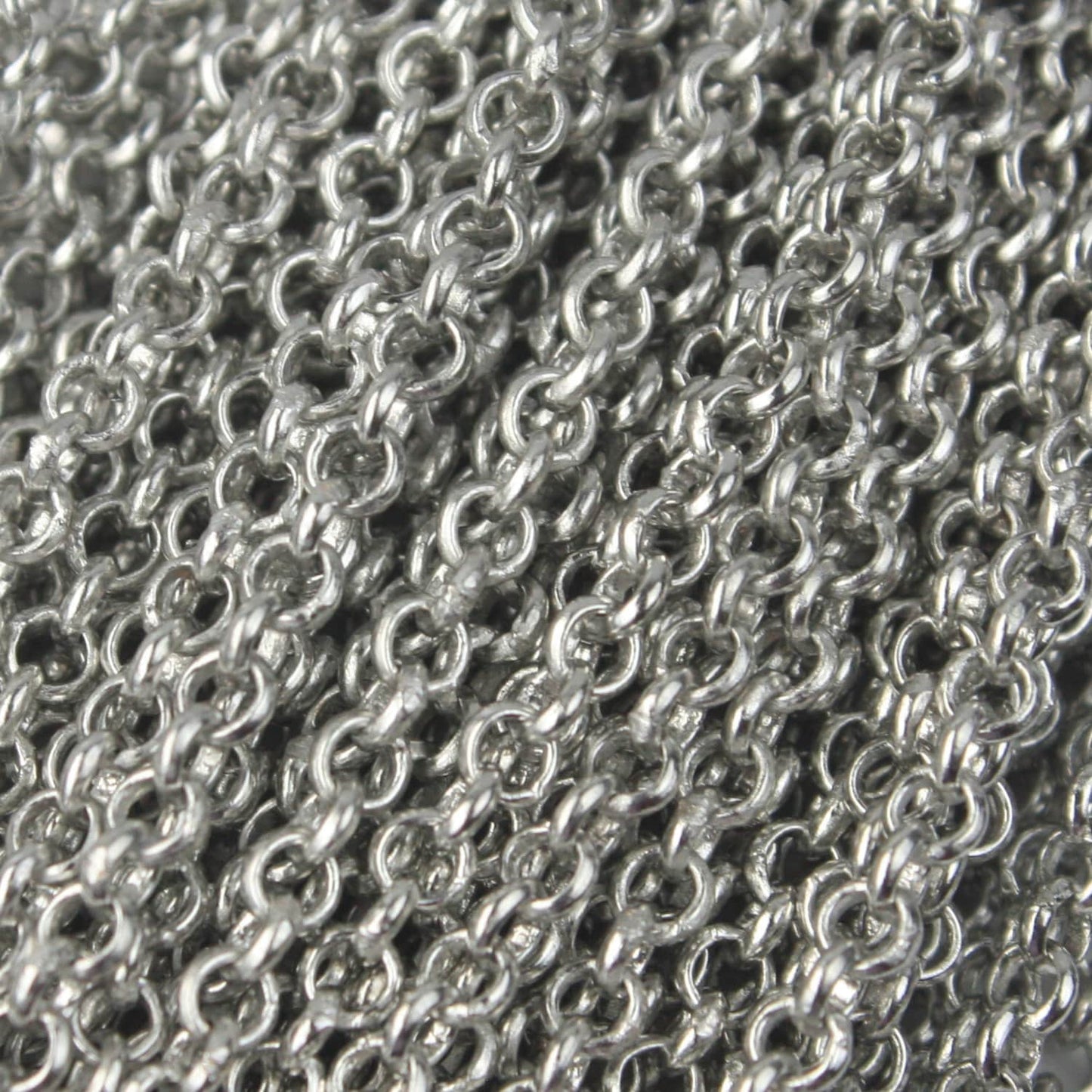 32 feet of Rhodium Plated Rolo Chain bulk Chain, Antique Silver SOLDERED Cable Chain 3.1mm - Soldered - 3.1BL