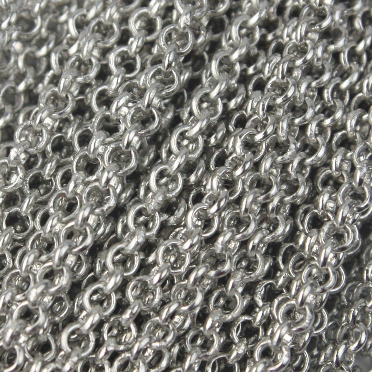 Special Sale 32 feet of Rhodium Plated Rolo Chain bulk Chain, Antique Silver SOLDERED Cable Chain 3.1mm - Soldered - 3.1BL