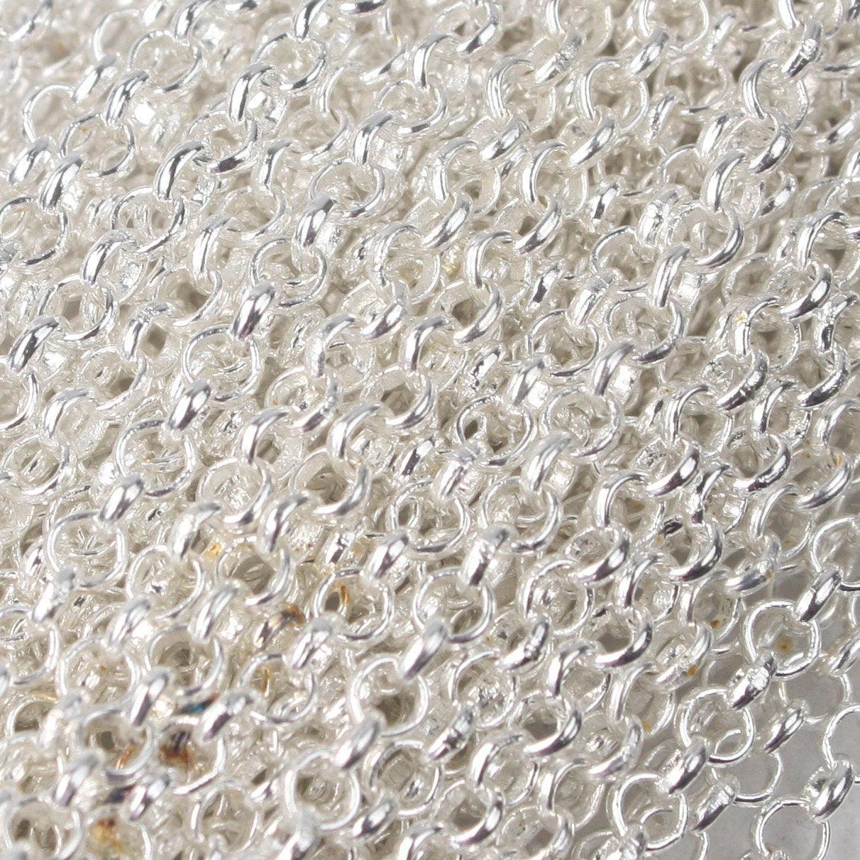 Sterling Silver Plated ROLO Chain bulk, 10 ft of SOLDERED Rolo Chain - 3.1mm Soldered Links - Wholesale Bulk - 3.1BL