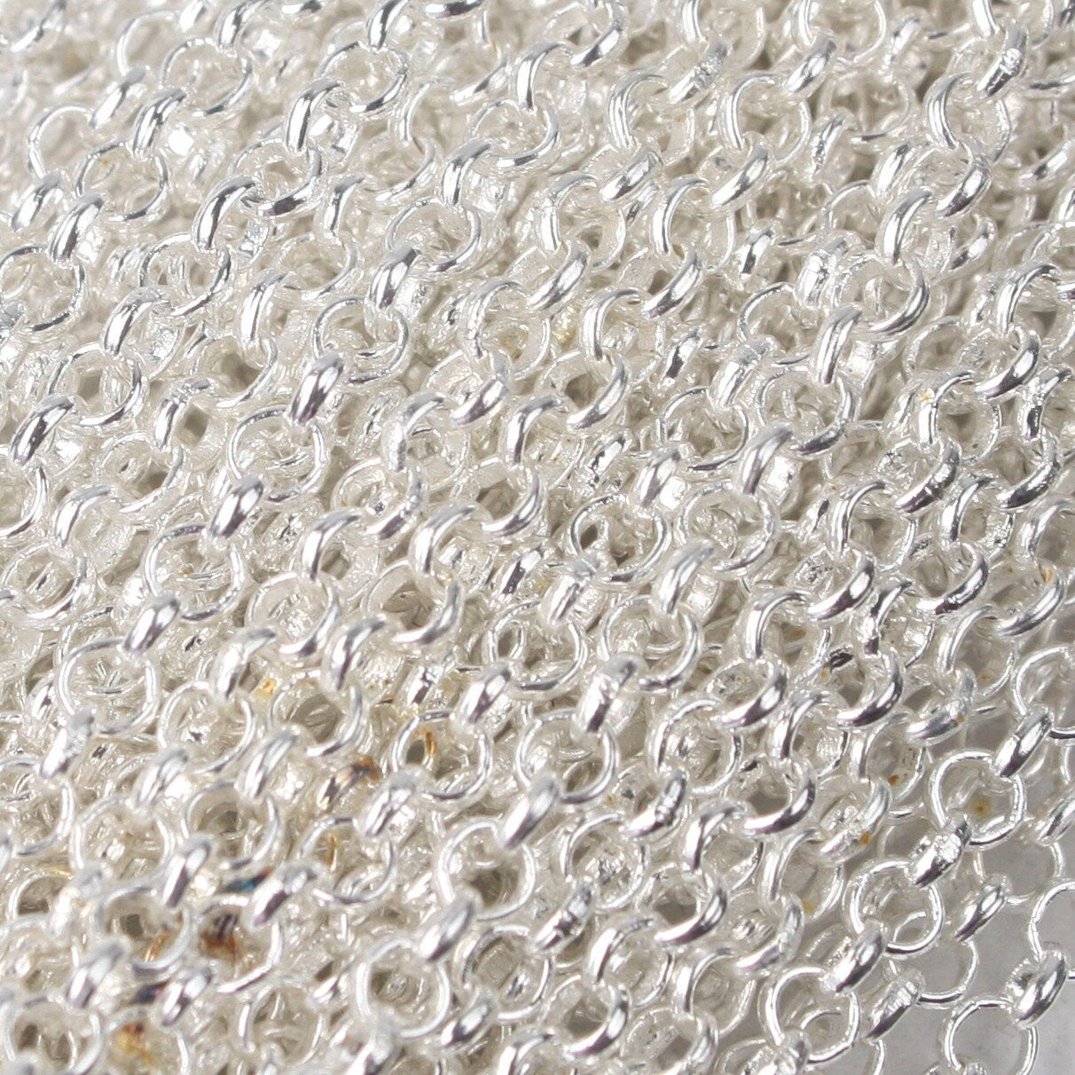 Sterling Silver Plated ROLO Chain bulk, 100 ft of SOLDERED Rolo Chain - 3.1mm Soldered Links - Wholesale Bulk - 3.1BL