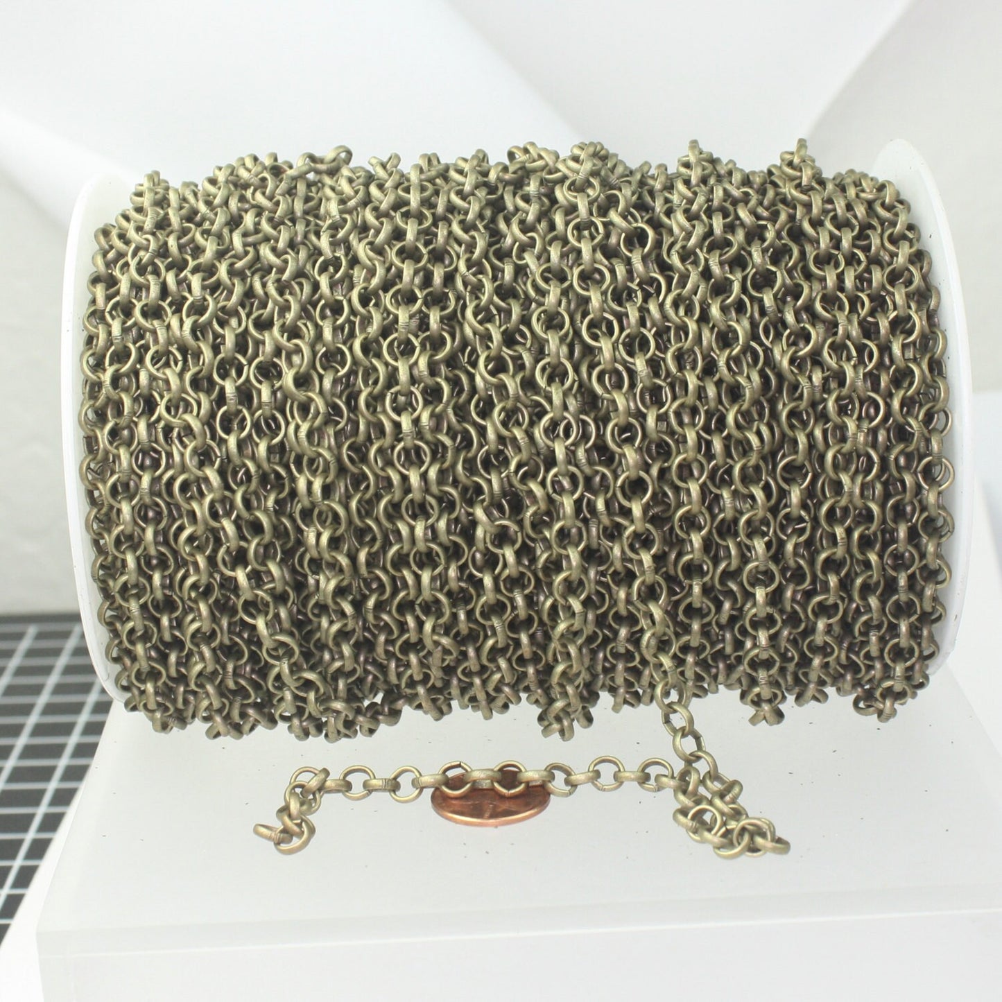 Antique Brass Rolo Chain bulk Chain, 30 ft of Rolo Bronze BIG Chunky Cable Chain 7.0mm - Unsoldered Links - Necklace Bracelet - 70ROLO