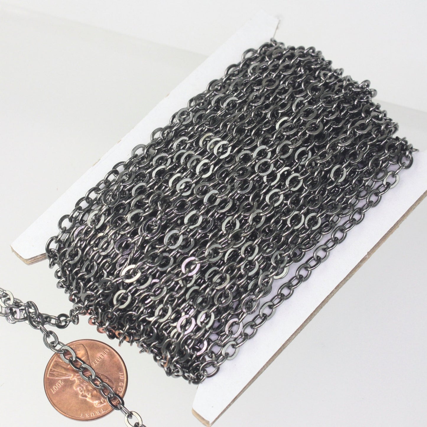 LIMITED 32 Ft of Gunmetal Flat Cable Sturdy SOLDERED Heavy Chunky Chain 4.2x5.2mm 22Gauge - 4252F