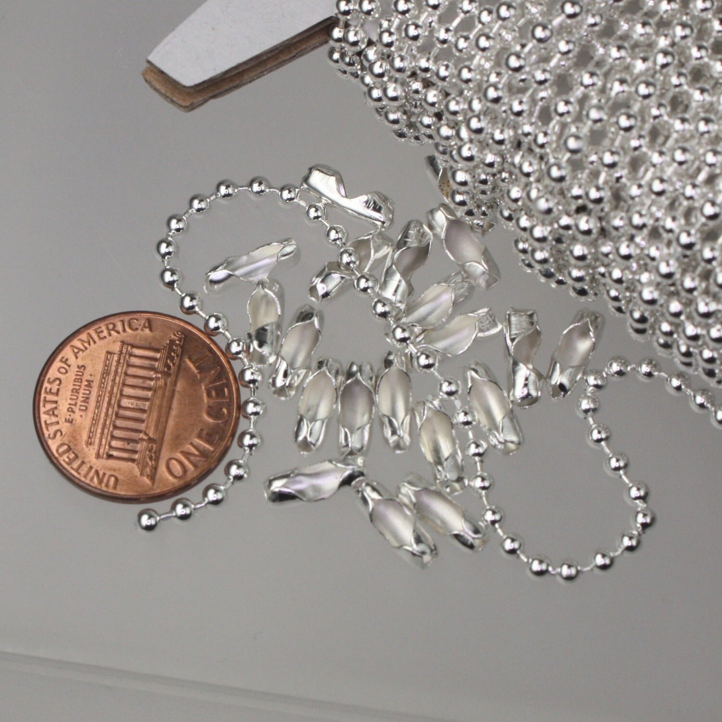 Sterling Silver Plated Chain Bulk, 100 ft. spool of ROUND BALL chain- 2.4mm ball size - w/ FREE 100pcs Connectors (Insert) - 24BALL