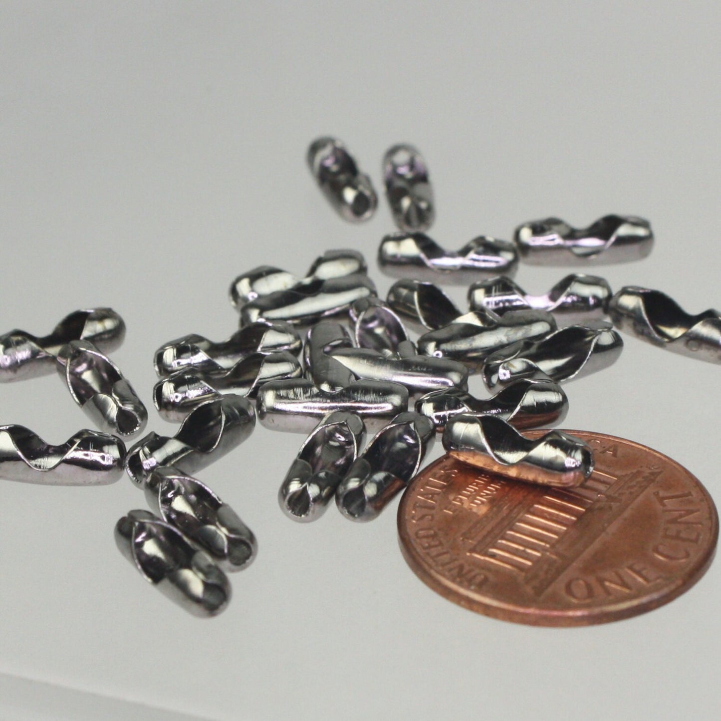 Gunmetal Chain Ball Bulk Chain, 12 ft. of ROUND BALL chain Necklace - 2.4mm ball size - w/ FREE 10 pcs Connectors (Insert) - 24BALL
