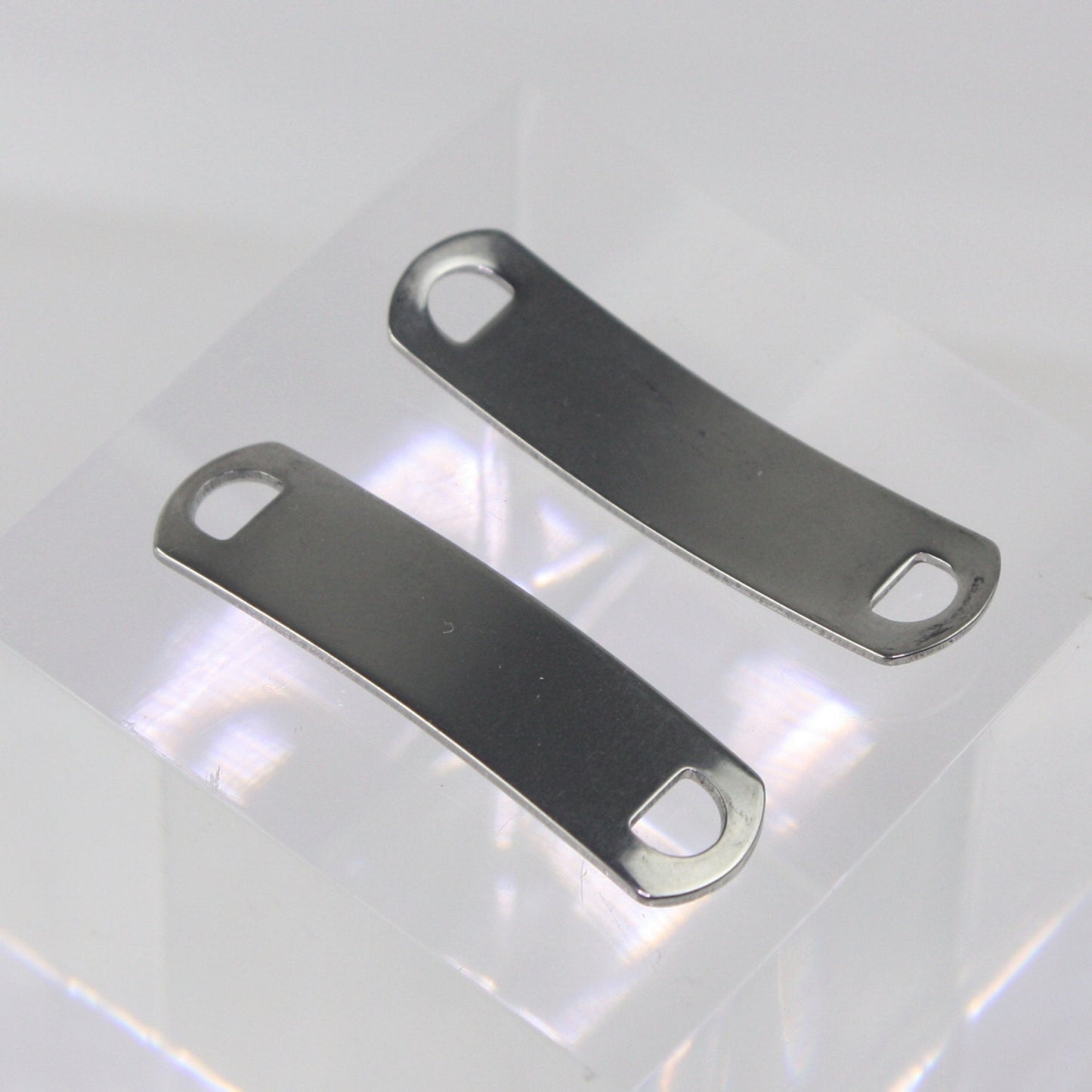 100 pcs Stainless Steel Bracelet Tags Stamping Link Blanks - 3/8"x1.5" Rectangle Blank Message Metal Bar Tag Charms - Instant Ship - USA