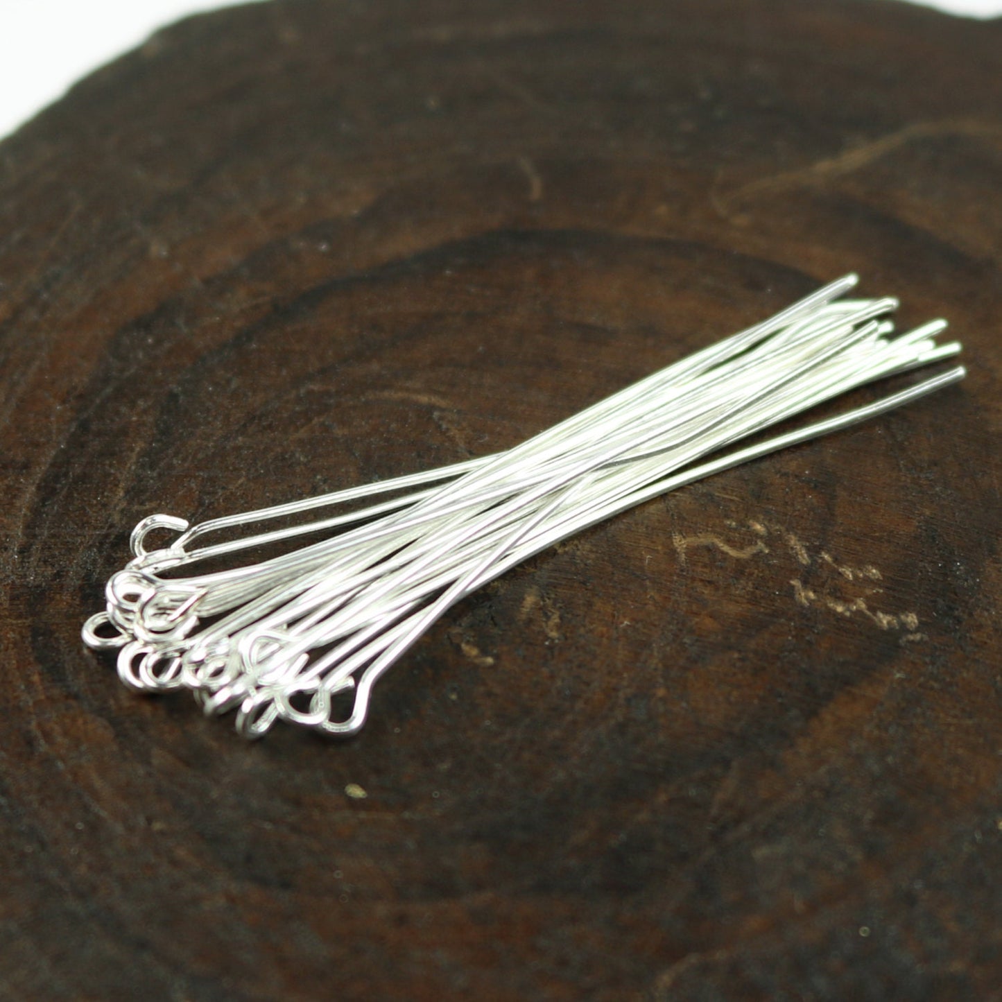 Bulk/FingerPick 100 Pcs Silver Plated Eyepins Eye Pins Headpins - 2 inch (50mm) 21 Gauge 21G - 9PIN-21G-50