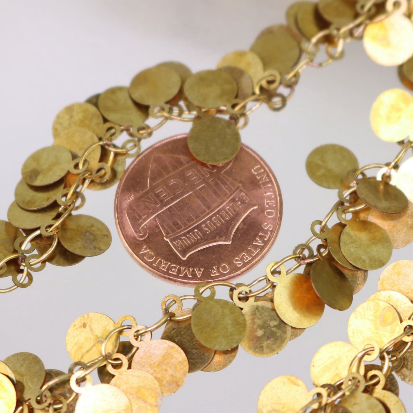 one Foot Antique Bronze Chain with Disc Coin - 6.2mm for Earring Bracelet Necklace - ship from California USA