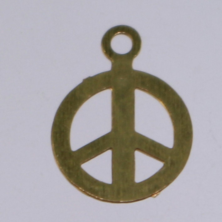100 raw Bronze PEACE sign Charm Dangle - 6mm Antique brass Earring Bracelet Necklace - ship from California USA