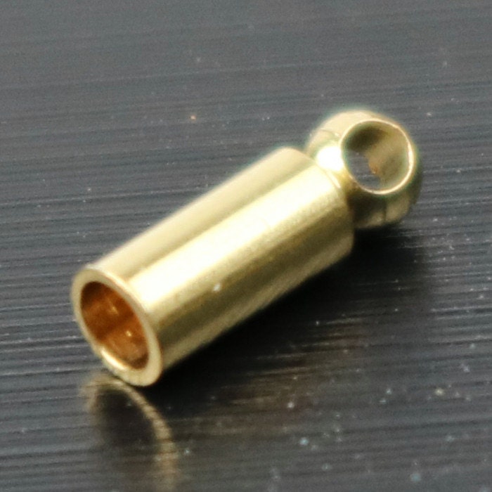 50 raw Brass End Cap - for 1.4mm Cord / Chain - 6mm Length - Cord Tip End, raw brass ribbon end, raw brass ends cap- from California USA