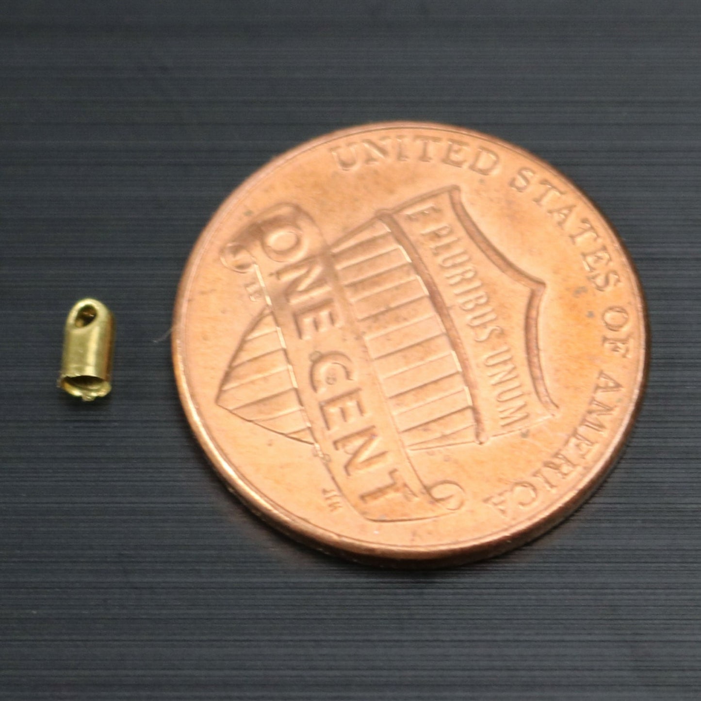 100 raw Brass End Cap - for 1.5mm Cord / Chain - 4mm Length - Cord Tip End, raw brass ribbon end, raw brass ends cap- from California USA