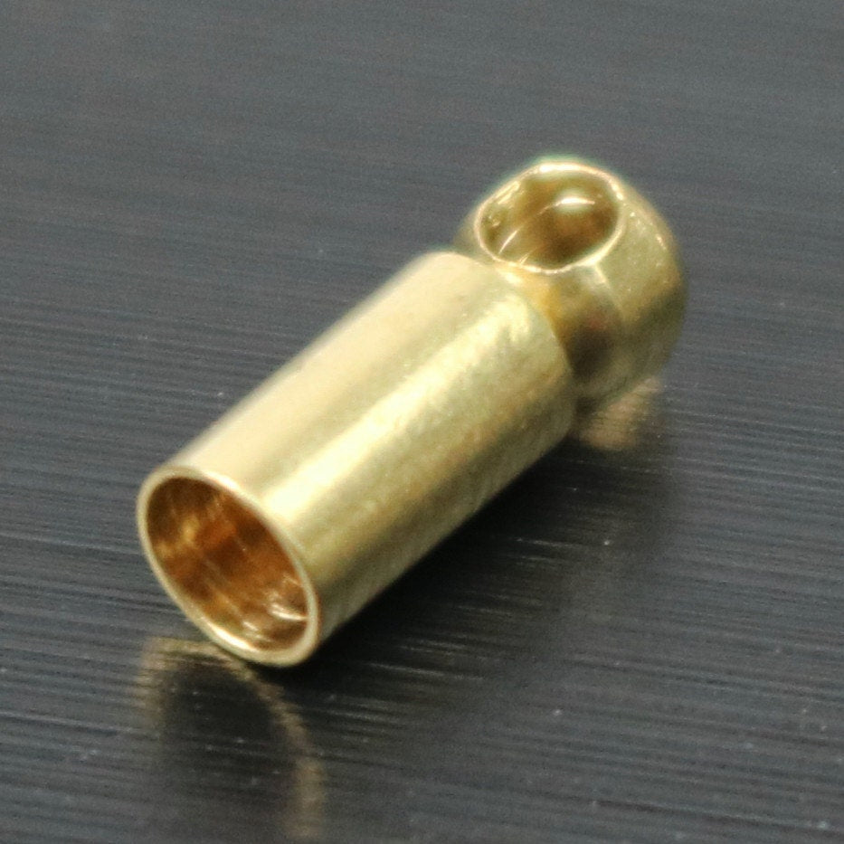 50 raw Brass End Cap - for 2.5mm Cord / Chain - 8mm Length - Cord Tip End, raw brass ribbon end, raw brass ends cap- from California USA