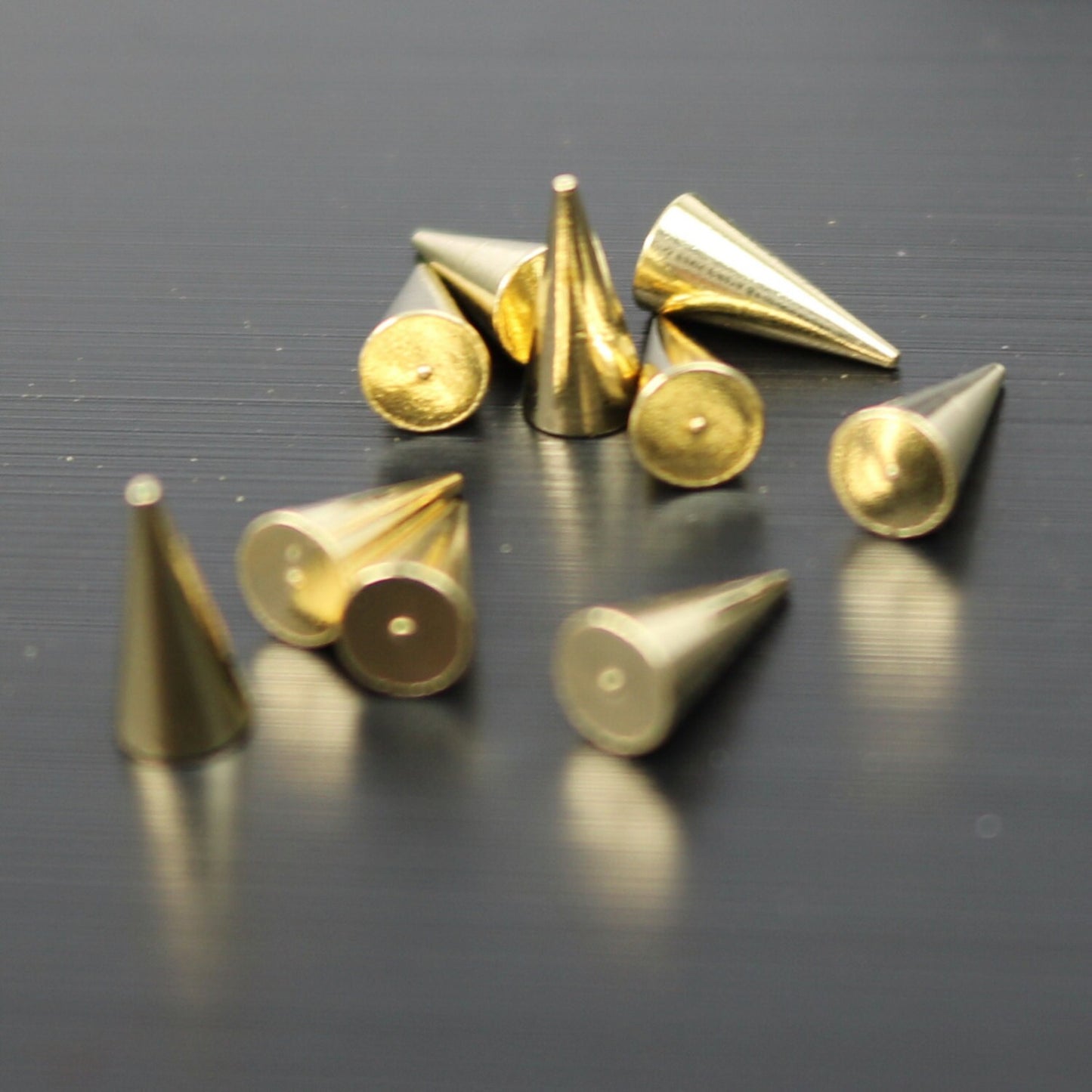 10 Raw Brass Spike - 4x8mm , Conical Spike , Spike Beads , Geometric Beads, Solid Brass