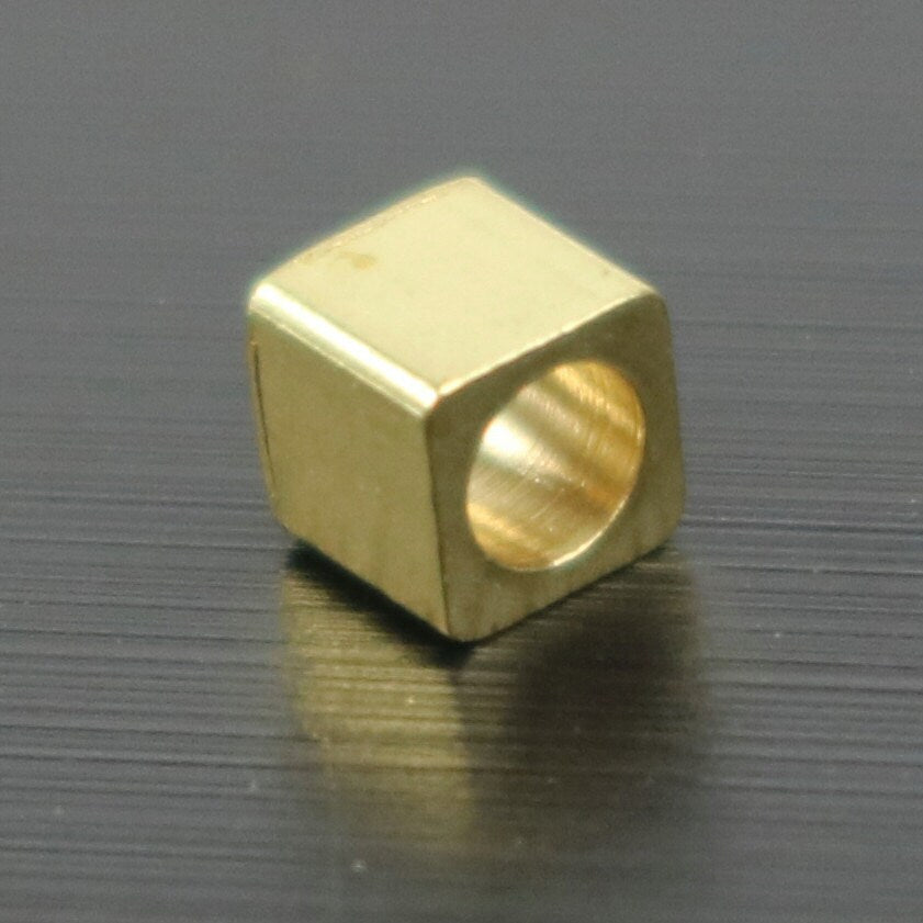 20 Raw Brass Square Cube Beads, End Caps - 3x3 mm 2.0mm Hole - Solid Brass