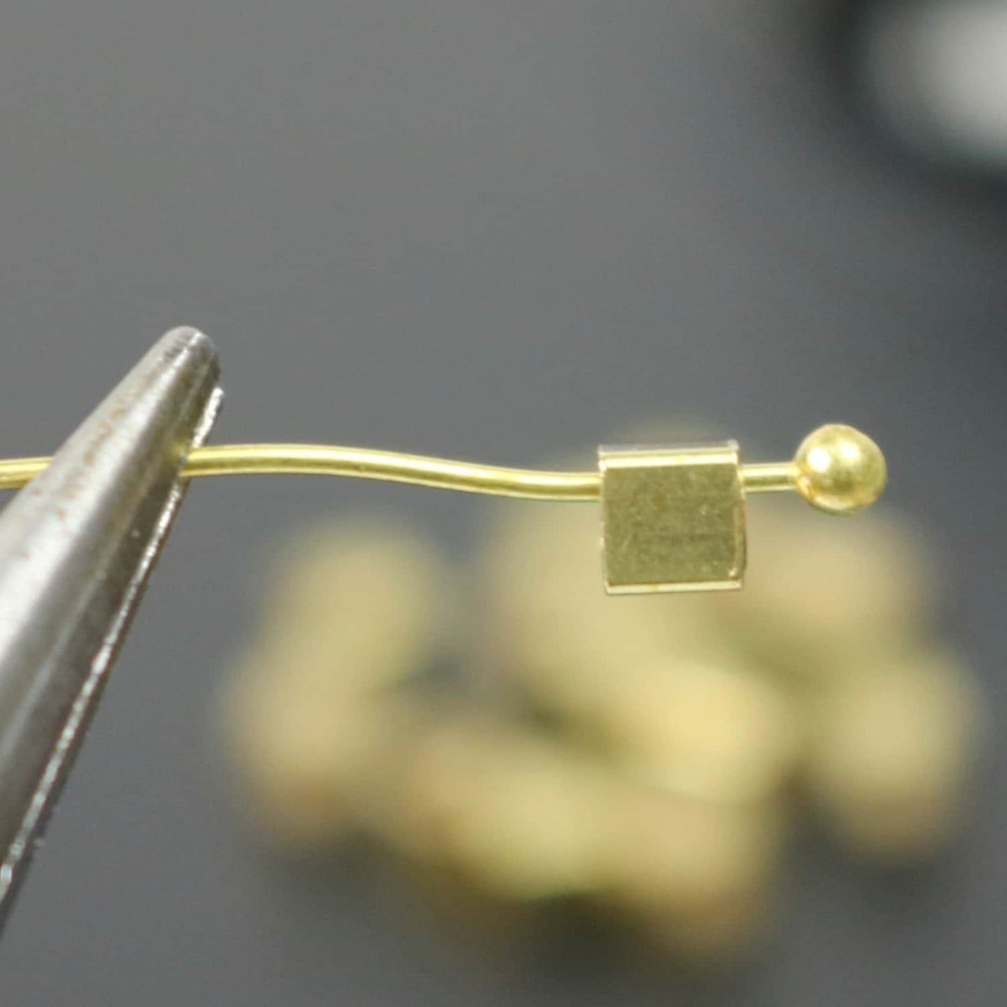 20 Raw Brass Square Cube Beads, End Caps - 3x3 mm 2.0mm Hole - Solid Brass