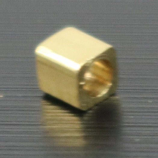 100 Raw Brass Square Cube Beads, End Caps - 2.0x2.0 mm 2mm - Solid Brass
