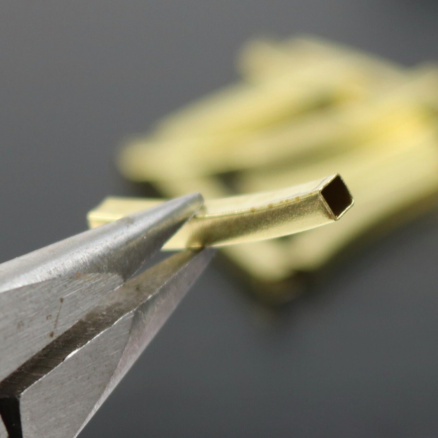 25 Square Raw Brass Curved Tubes Spacer Beads (25x3x3mm)